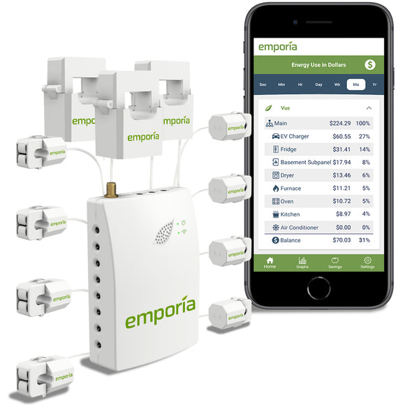 Emporia Vue: Energy Monitor 3-PHASE with 8 Sensors (Gen 2)