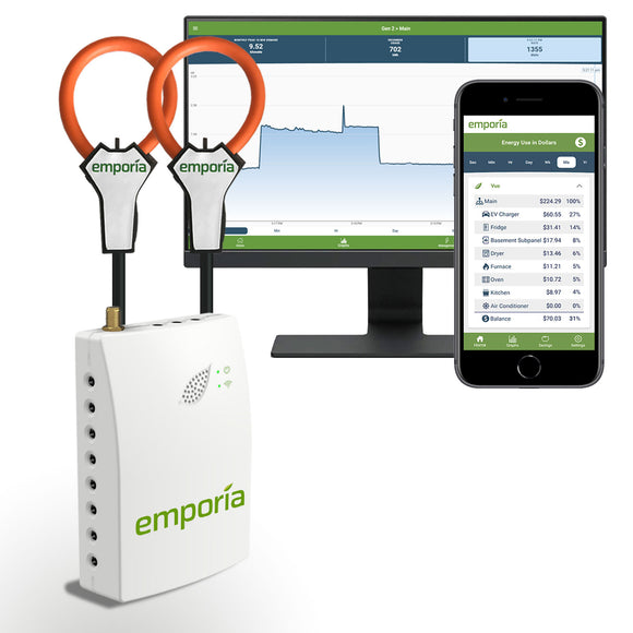 Emporia Vue: Energy Monitor Whole Home with Pair of Flexible Sensors (Gen 2)